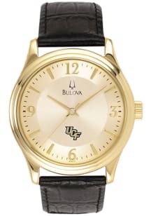 Bulova UCF Knights Gold and Leather Mens Watch