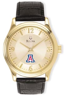 Bulova Arizona Wildcats Gold and Leather Mens Watch