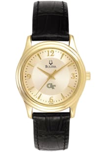 Bulova GA Tech Yellow Jackets Gold and Leather Womens Watch