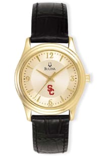 Bulova USC Trojans Gold and Leather Womens Watch