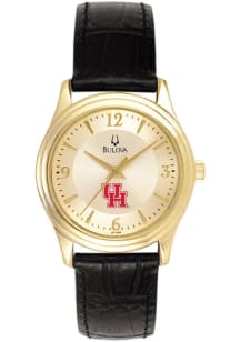Bulova Houston Cougars Gold and Leather Womens Watch