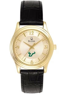 Bulova South Florida Bulls Gold and Leather Womens Watch