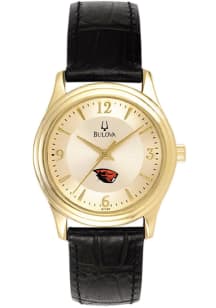 Bulova Oregon State Beavers Gold and Leather Womens Watch