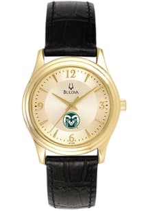Bulova Colorado State Rams Gold and Leather Womens Watch