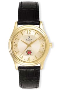 Bulova Maryland Terrapins Gold and Leather Womens Watch