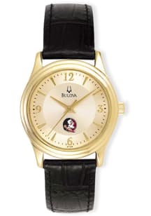 Bulova Florida State Seminoles Gold and Leather Womens Watch