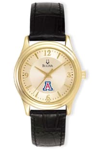 Bulova Arizona Wildcats Gold and Leather Womens Watch