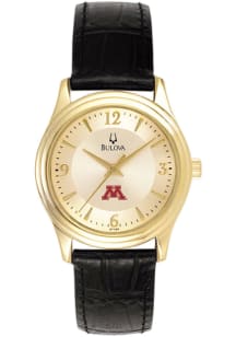 Bulova Minnesota Golden Gophers Gold and Leather Womens Watch
