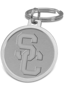 USC Trojans Silver Medallion Keychain - Silver