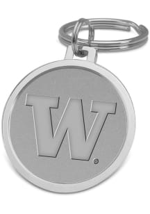 Washington Huskies Silver Medallion Keychain - Silver