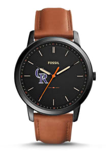 Fossil Colorado Rockies Minimalist Leather Logo Mens Watch