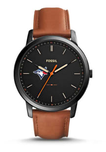 Fossil Toronto Blue Jays Minimalist Leather Logo Mens Watch