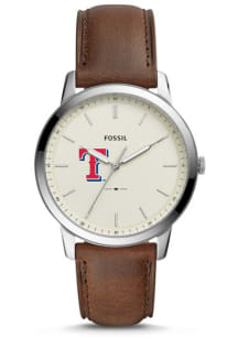 Fossil Texas Rangers Minimalist Leather Mens Watch