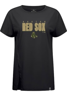 Levelwear Boston Red Sox Womens Black Influx Protect Short Sleeve T-Shirt