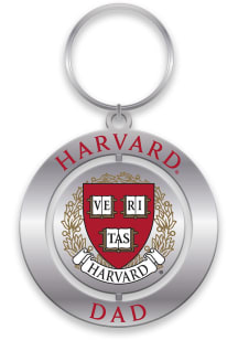 Harvard Crimson Dad Spinner Keychain - Silver