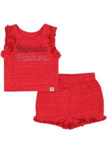 Colosseum Nebraska Cornhuskers Infant Girls Red Nostalgia Set Top and Bottom