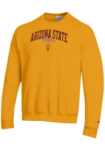 Champion Arizona State Sun Devils Mens Gold Mom Script Powerblend Long Sleeve Crew Sweatshirt