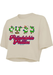 Phillie Phanatic  Majestic Threads Philadelphia Phillies Womens White Boxy Phillie Phanatic Short..
