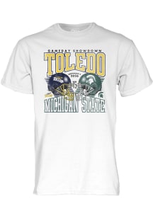 Blue 84 Michigan State Spartans White Football vs Toledo Rockets Short Sleeve T Shirt