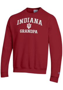 Champion Indiana Hoosiers Mens Crimson Grandpa Powerblend Long Sleeve Crew Sweatshirt