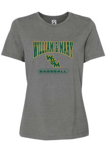 Summit Sportswear William & Mary Tribe Womens Graphite Baseball Short Sleeve T-Shirt