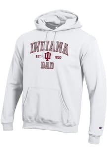 Champion Indiana Hoosiers Mens White Est Date Dad Powerblend Long Sleeve Hoodie