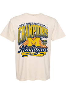 Something Inked Michigan Wolverines Ivory 2026 Men's Basketball National Champions Court Short Sle..