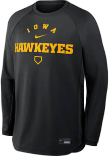 Nike Iowa Hawkeyes Mens Black Mid Weight Baseball Long Sleeve Sweatshirt