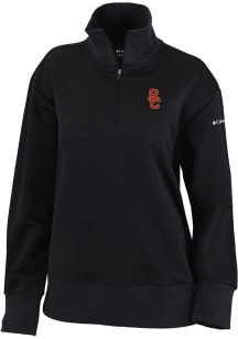 Columbia USC Trojans Womens Black Heat Seal Omni Wick Birchwood Hills Qtr Zip
