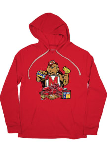 BreakingT Maryland Terrapins Mens Red Old Bay Crab Picking Testudo Long Sleeve Hoodie