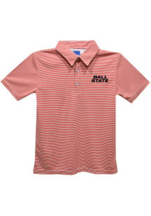 Vive La Fete Ball State Cardinals Youth Red Pencil Stripe Short Sleeve Polo Shirt