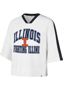 47 Illinois Fighting Illini Womens White Drop Needle Short Sleeve T-Shirt