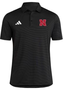Adidas Nebraska Cornhuskers Mens Black Ultimate365 Stripe Short Sleeve Polo