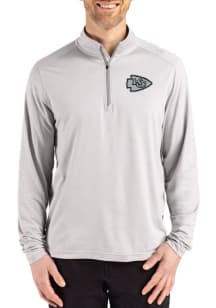 Cutter and Buck Kansas City Chiefs Mens Grey Mono Coastline Long Sleeve Qtr Zip Pullover