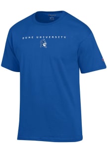 Champion Duke Blue Devils Blue Flat Name Primary Logo Short Sleeve T Shirt