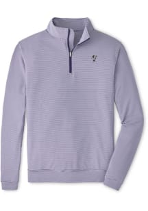 Peter Millar K-State Wildcats Mens Purple Perth Sugar Stripe Long Sleeve Qtr Zip Pullover