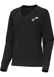 Antigua Utah Jazz Womens Black Varsity Crew Sweatshirt