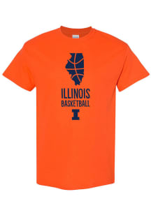 Illinois Fighting Illini Orange Mens Basketball State Short Sleeve T Shirt