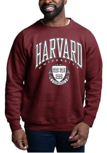 Harvard Crimson Mens Maroon Team Name Arch Long Sleeve Crew Sweatshirt