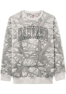 Harvard Crimson Mens Green Arched Name Long Sleeve Crew Sweatshirt