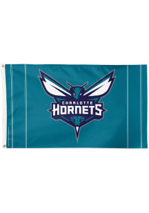 Charlotte Hornets Verticle Stripe 3x5 Silk Screen Grommet Flag - Purple