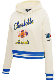 Pro Standard Charlotte Hornets Womens White Rib Hooded Sweatshirt
