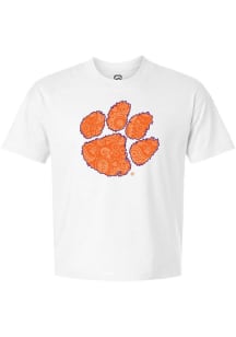 Summit Sportswear Clemson Tigers Womens White Paisley Logo Short Sleeve T-Shirt