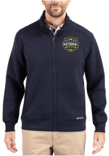 Cutter and Buck Michigan Wolverines Mens Navy Blue 2026 MBB Champions Roam Long Sleeve Zip