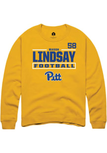 mason lindsay Pitt Panthers Mens Gold Football NIL Stacked Box Player Crew