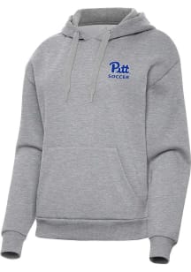 Antigua Pitt Panthers Womens Grey Heather Soccer Victory Hooded Sweatshirt