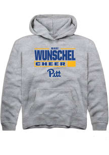 Madi Wunschel Rally Pitt Panthers Youth NIL Stacked Box Long Sleeve Player Hoodie Grey