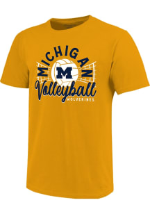 Michigan Wolverines Girls Gold Volleyball Net Short Sleeve Tee