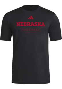 Adidas Nebraska Cornhuskers Black Locker Practice Football Short Sleeve T Shirt