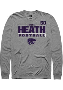 Brock Heath K-State Wildcats Graphite Football NIL Stacked Box Long Sleeve Player T Shirt